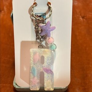 Glittery Initial Keychain with Pastel Charms
